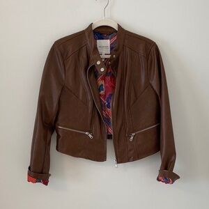 Brown Artificial Leather Jacket